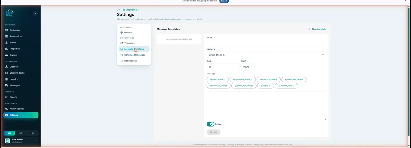 HostsPilot automated guest message templates